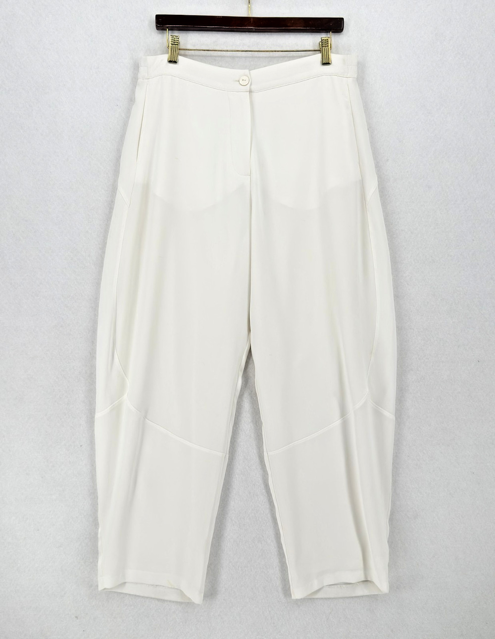 Ruti Womens White The Slouchy Soft Crepe Barrel Leg Trouser Pants Sz 3